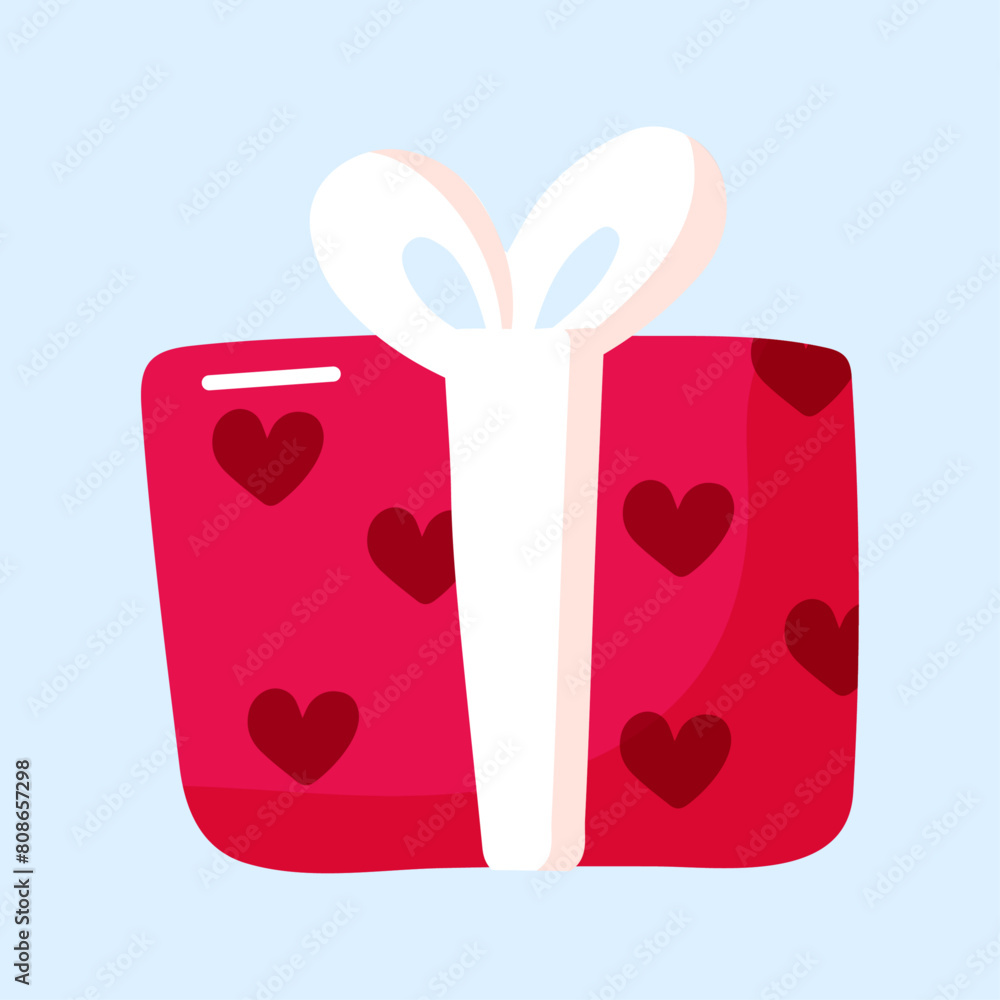 gift box with bow and heart decoration Saint Valentines present on a white background gift box with bow and heart decoration Saint Valentines present on a white background