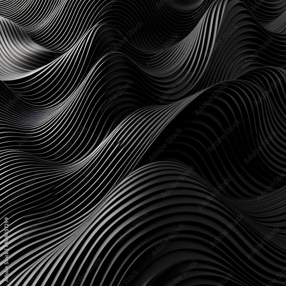 Abstract wavy lines on a black background. 3d render illustration Abstract wavy lines on a black background. 3d render illustration