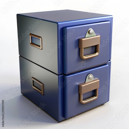 3D render of a file cabinet with drawers and lock, on isolated white background, Generative AI photo