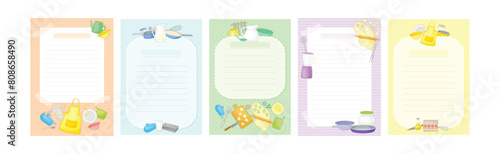 Recipe Card Form for Writing as Cookbook Sheet Vector Set