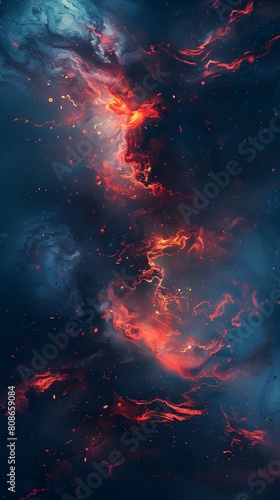 Fiery cosmic explosion in a turbulent space scene with vibrant flames and energy