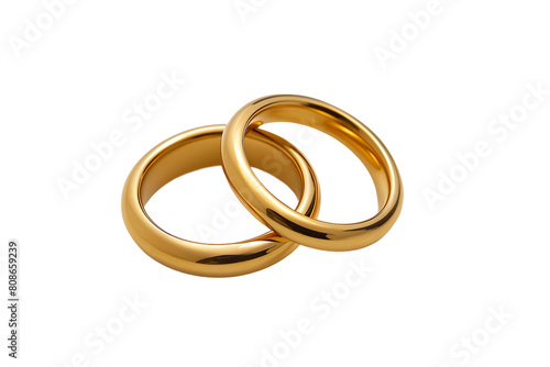Golden Wedding Rings Isolated on transparent background