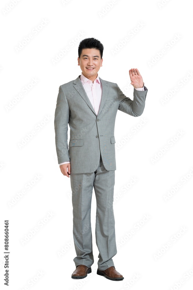 Shed middle-aged business man do gestures Shed middle-aged business man do gestures