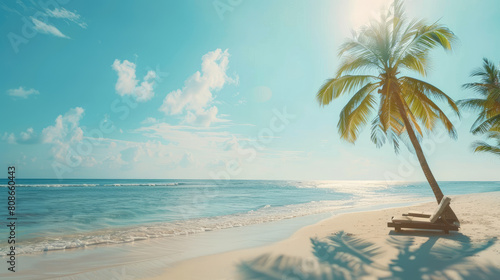 Tranquil scenery  relaxing beach  tropical landscape design Summer vacation travel holiday design