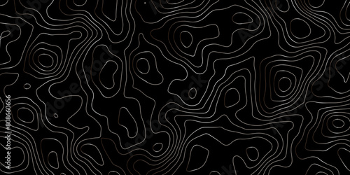 Dark background gradient topographic lines on, vector design background for print works