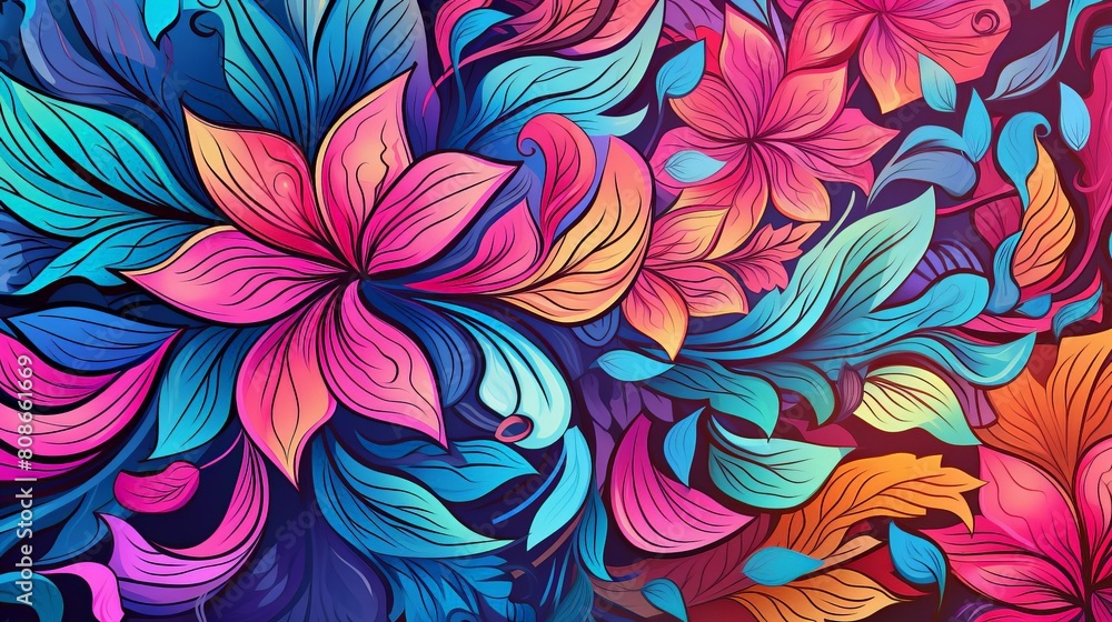 A colorful flower with a blue stem A colorful flower with a blue stem