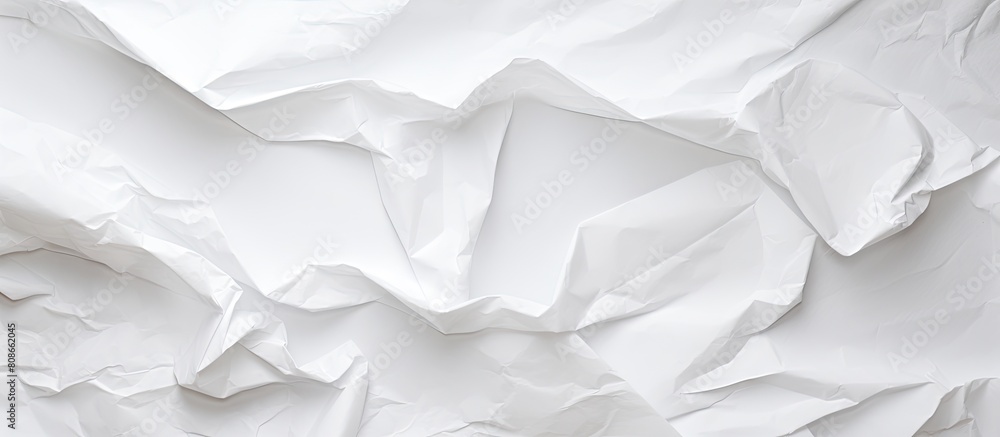 Top view of a crumpled white paper with a textured surface creating a visually appealing copy space image Top view of a crumpled white paper with a textured surface creating a visually appealing copy space image