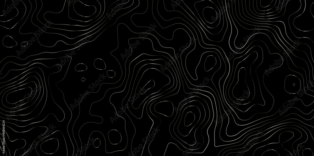 Dark background gradient topographic lines on, vector design background for print works