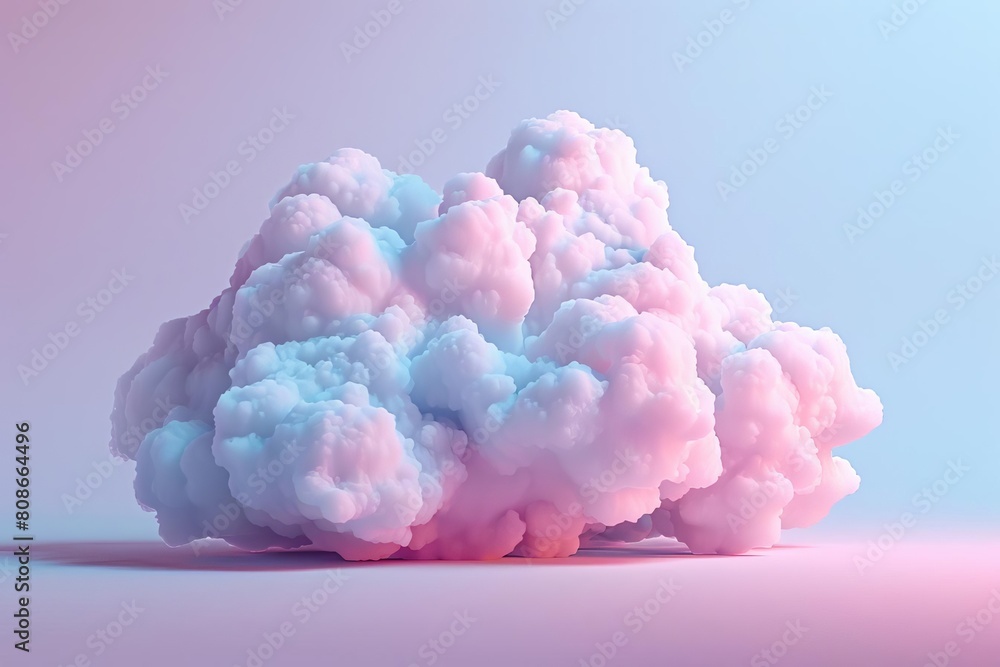 3D cray icon of a cloud, fluffy and white, floating serenely against a pastel grey background