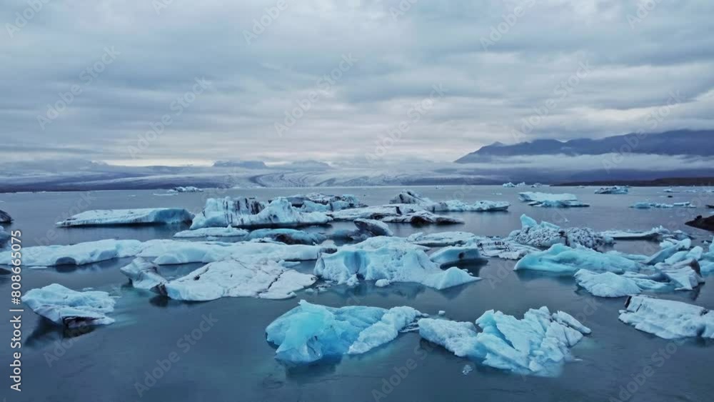 Aerial view of Jokulsarlon iceberg glacier lagoon in Iceland. Aerial view of Jokulsarlon iceberg glacier lagoon in Iceland.