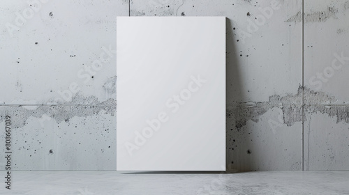 a white rectangular object leaning against a concrete wall photo