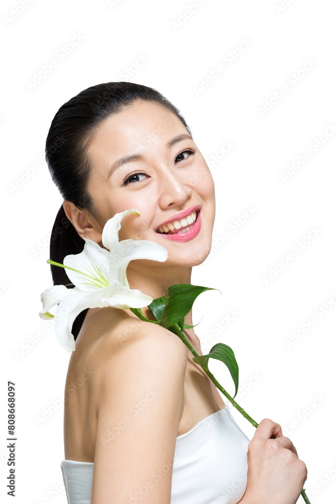 Take the young woman and lilies Take the young woman and lilies