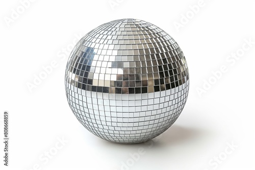 A conceptual image of an egg-shaped disco ball with mirrored tiles, isolated on white