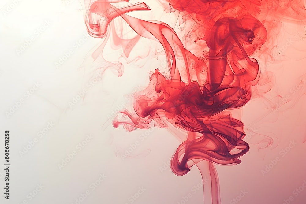 Dramatic Red Smoke Plume Emerging Elegantly on Transparent Background
