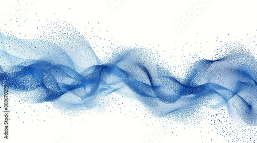 Dynamic abstract illustration of a blue wave made up of countless particles, symbolizing flow and movement. photo