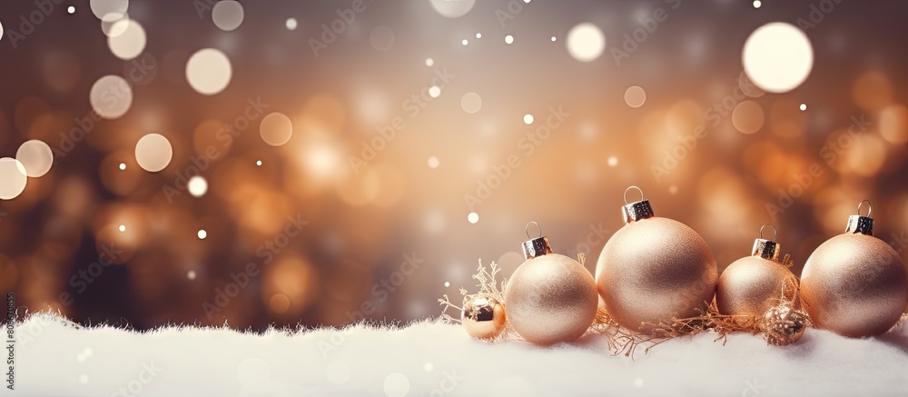 Blurred background with a Christmas or New Year decoration featuring snow garland and copy space image Blurred background with a Christmas or New Year decoration featuring snow garland and copy space image