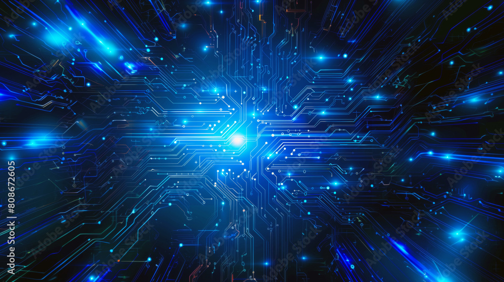 Fototapeta premium Advanced digital cybersecurity network with a focus on interconnected data streams and technology.