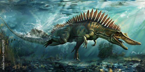 水中のスピノサウルス