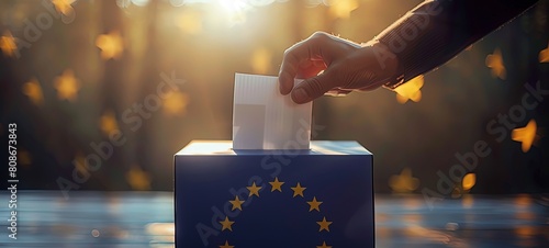European Union election voting box closeup, Generative AI