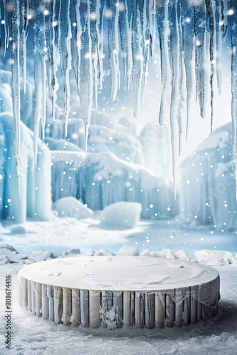 Podium, ice scene or stage design template for your product placement, advertising or marketing backdrop.