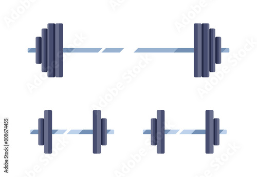 Sports Dumbbell Icon Set. Flat Style. Vector icons