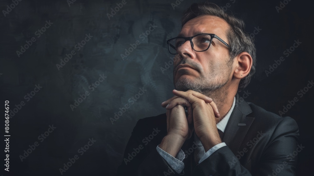 A lone leader deep in thought, highlighting the challenges and responsibilities that come with leadership A lone leader deep in thought, highlighting the challenges and responsibilities that come with leadership