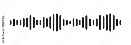 Sound wave decibel audio record simple voice message icon isolated on white background. Podcast player  music track
