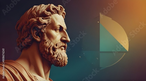 Colorful Gradient Illustration of Greek Pythagoras.generative.ai photo