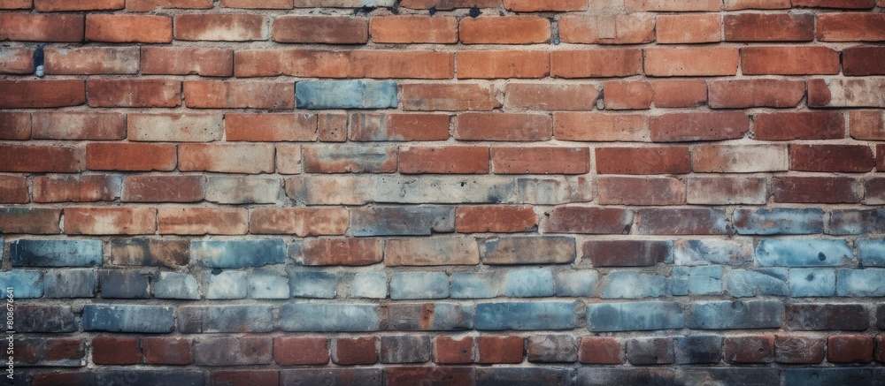 Fototapeta premium A textured and weathered brick wall creates a vintage and rustic background offering ample space for copy or images