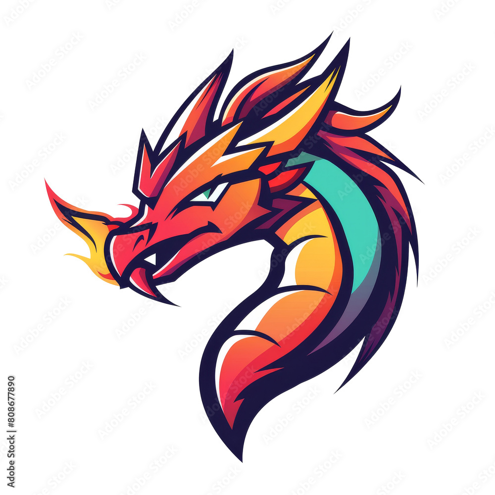 Fierce rainbow dragon with a fiery gaze Fierce rainbow dragon with a fiery gaze