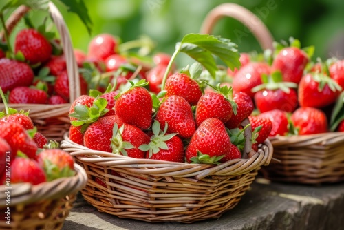 Sweet Basket fresh strawberries. Ripe raw fresh. Generate Ai