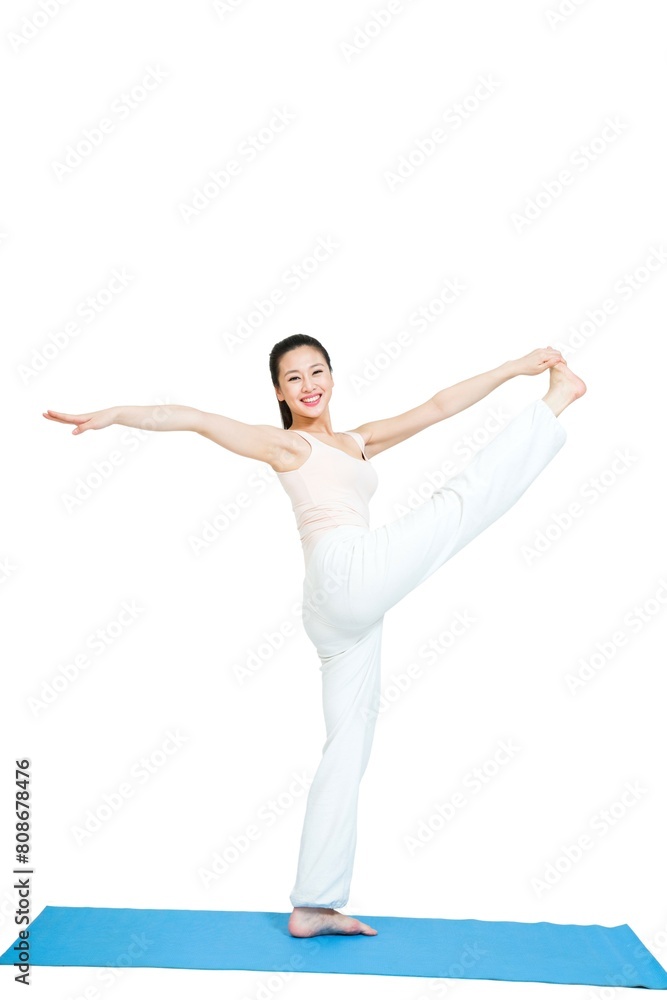 Shed young woman doing yoga Shed young woman doing yoga