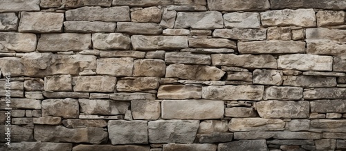 A portion of the wall that serves as a stone masonry giving texture and serving as a background for a copy space image