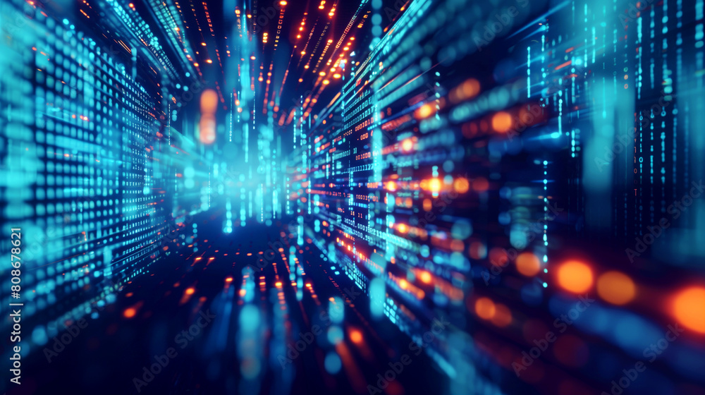 Dynamic digital landscape illustrating advanced cybersecurity and data stream technology in vivid blue tones. Dynamic digital landscape illustrating advanced cybersecurity and data stream technology in vivid blue tones.