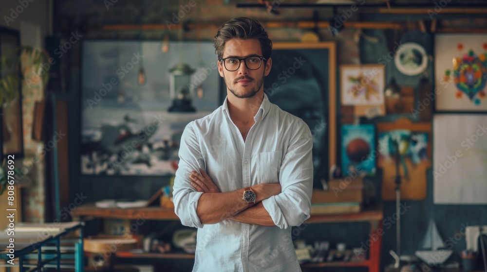 Start up of enterprise, men business owner the new company self-confident Start up of enterprise, men business owner the new company self-confident