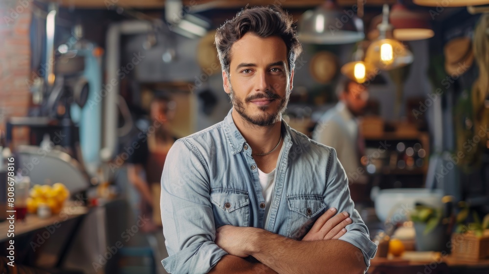 Start up of enterprise, men business owner the new company self-confident Start up of enterprise, men business owner the new company self-confident