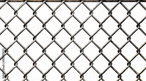 A wire mesh fence in rabitz grid  isolated on white  is used for prisons  military barriers  cages  protection enclosures.