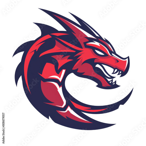 Fierce red and blue dragon mascot design © abangaboy