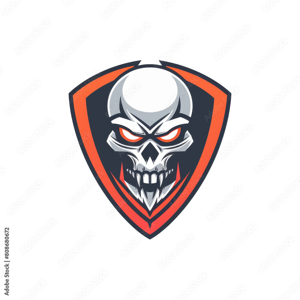 Fierce skull emblem within a shield radiating a daring vibe Fierce skull emblem within a shield radiating a daring vibe