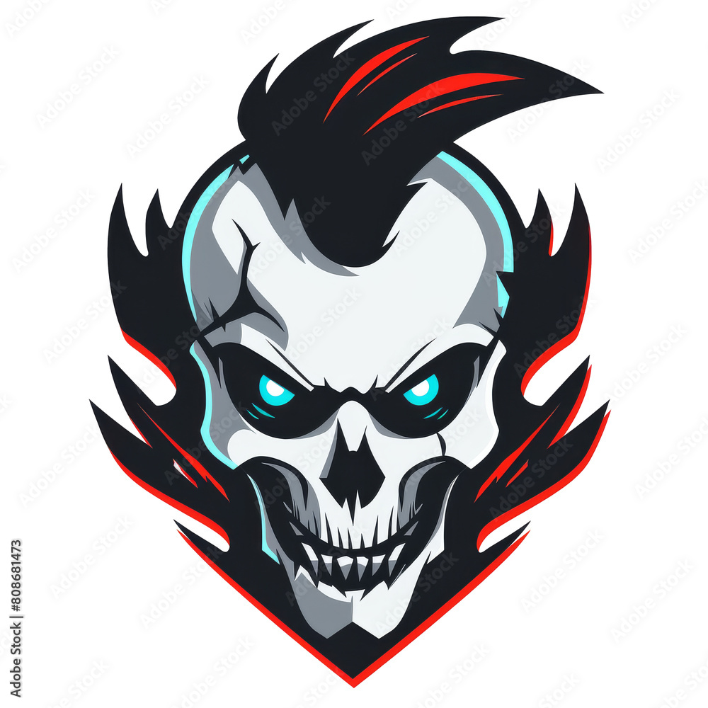 Fierce skull with blazing hair and glowing eyes GamingMascot Fierce skull with blazing hair and glowing eyes GamingMascot
