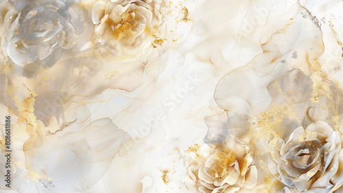 abstract watercolor and alcohol floral ink effect, elegant flower petal for wedding background photo
