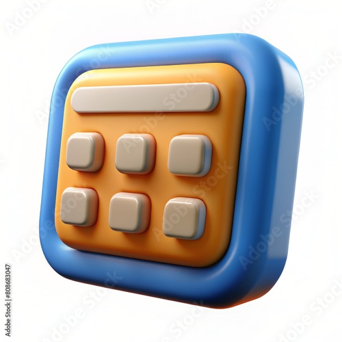 3D render of a calculator icon with numbers displayed on the screen, on isolated white background, Generative AI