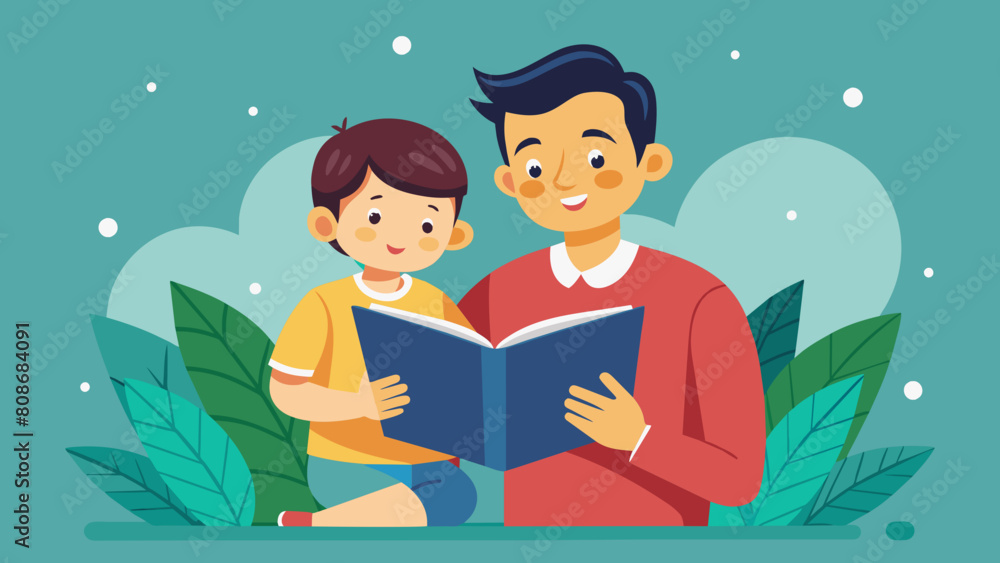 Reading Books and Telling Stories Together: Man and Child. Perfect for: Father's Day, Children's Day, World Book Day, Family Reading Time, Storytelling Sessions, Literacy Events. Reading Books and Telling Stories Together: Man and Child. Perfect for: Father's Day, Children's Day, World Book Day, Family Reading Time, Storytelling Sessions, Literacy Events.