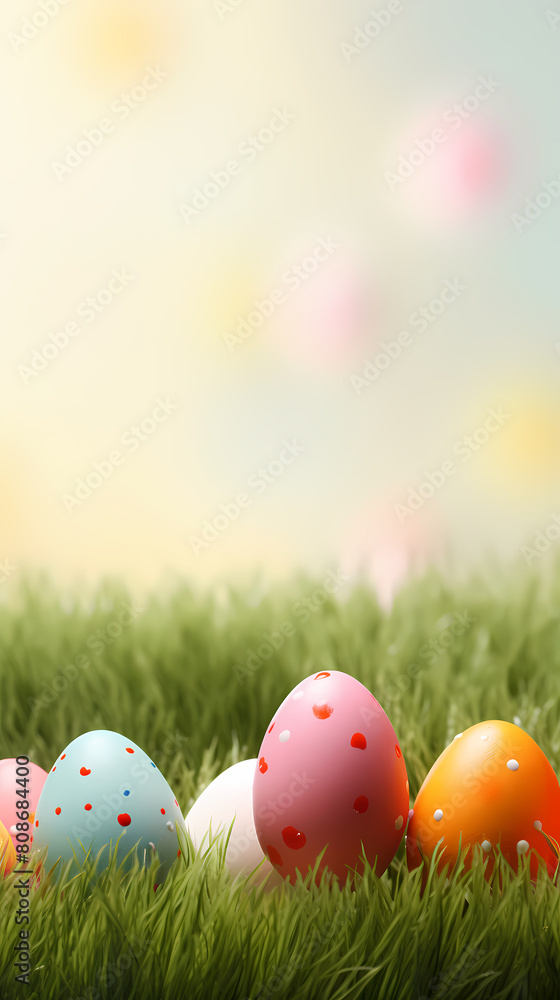 Colorful easter eggs on green grass Colorful easter eggs on green grass