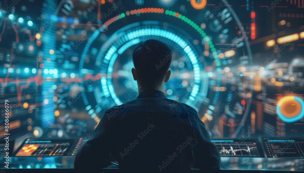 Operator in High-Tech Control Center Operator in High-Tech Control Center