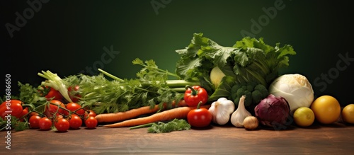 Fresh vegetables used to make soup with copy space image