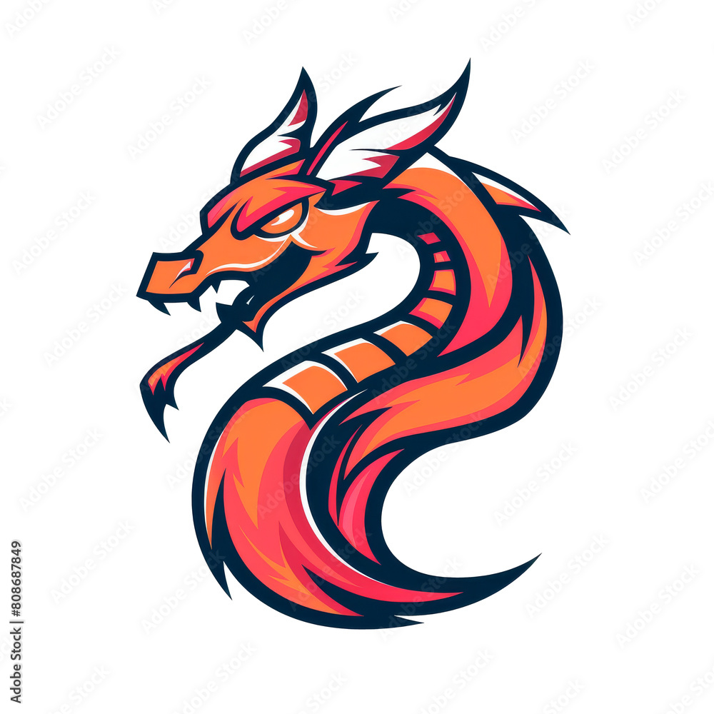 Fiery dragon emblem with a sleek modern design