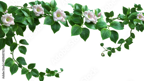 Climbing white flower plant isolated on white background
