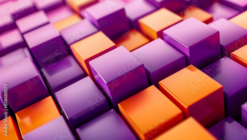 Abstract background with cubes in purple and orange colors