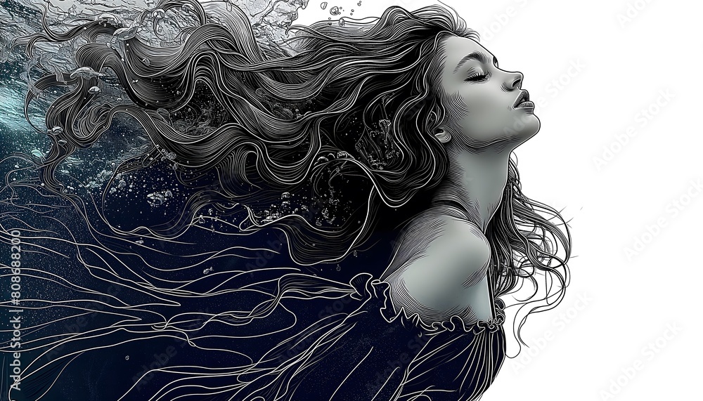 Artistic Woman with Flowing Hair Artistic Woman with Flowing Hair